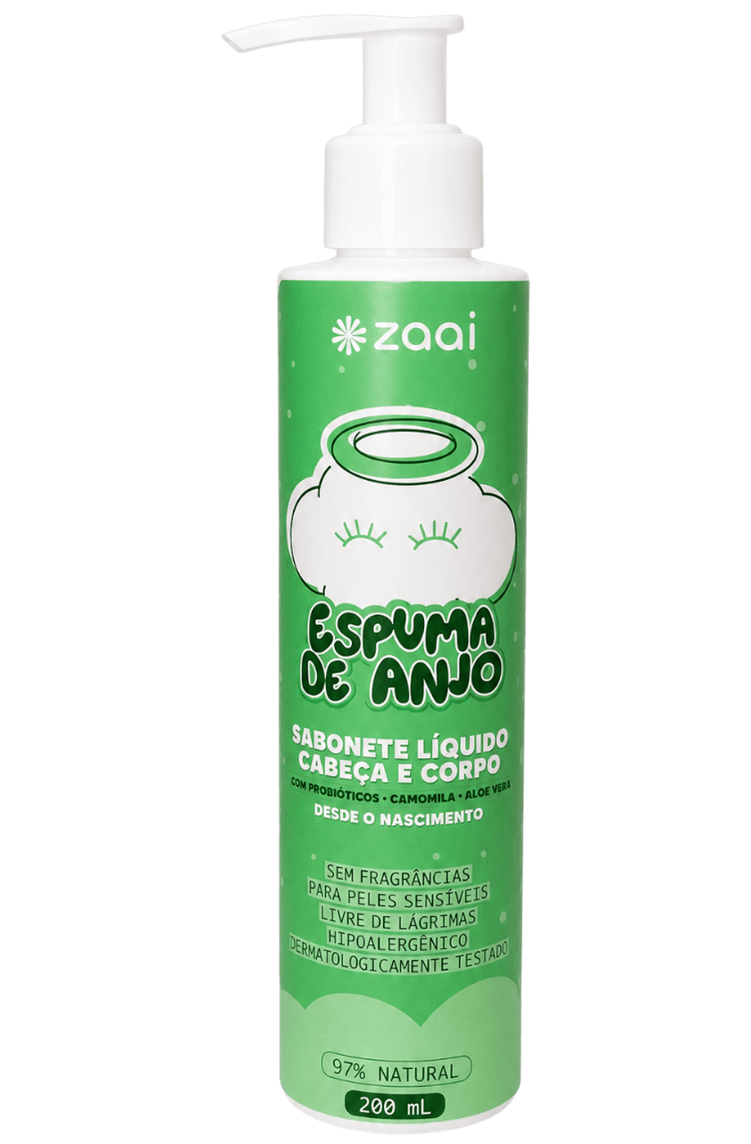 Espuma de Anjo, sabonete para cabeça e corpo zaai natural